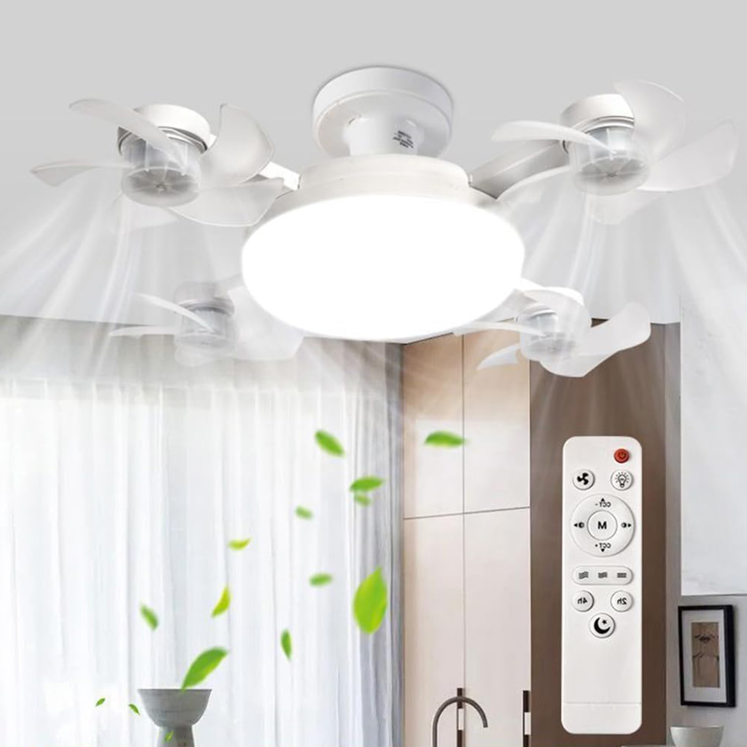 Drone - พัดลมเพดานดีไซน์โดรน 4 หัว พร้อมไฟ 2-in-1 ขั้ว