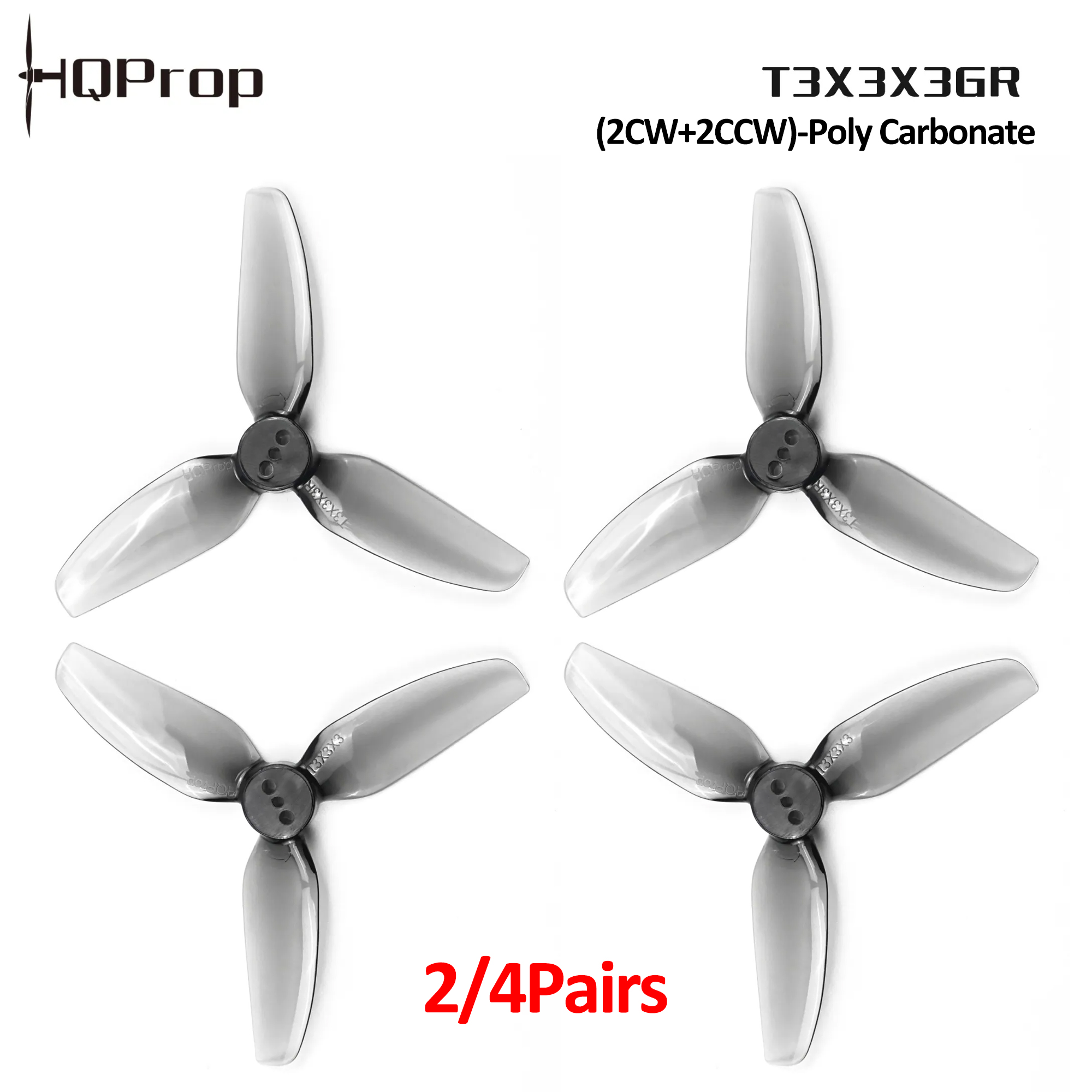 Drone Propeller - 2/4 คู่ ใบพัด HQProp T3X3X3GR ขนาด